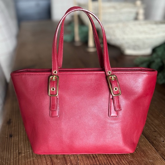 Vintage COACH Legacy Small Market Tote Red Leather 9846 EUC - Picture 4 of 17